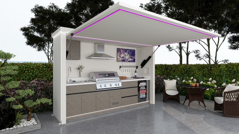 Cocina de exterior cerrada Modelo AURA BLANCA